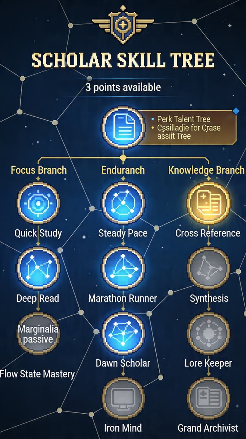 FlowQuest skill tree screen showing progression